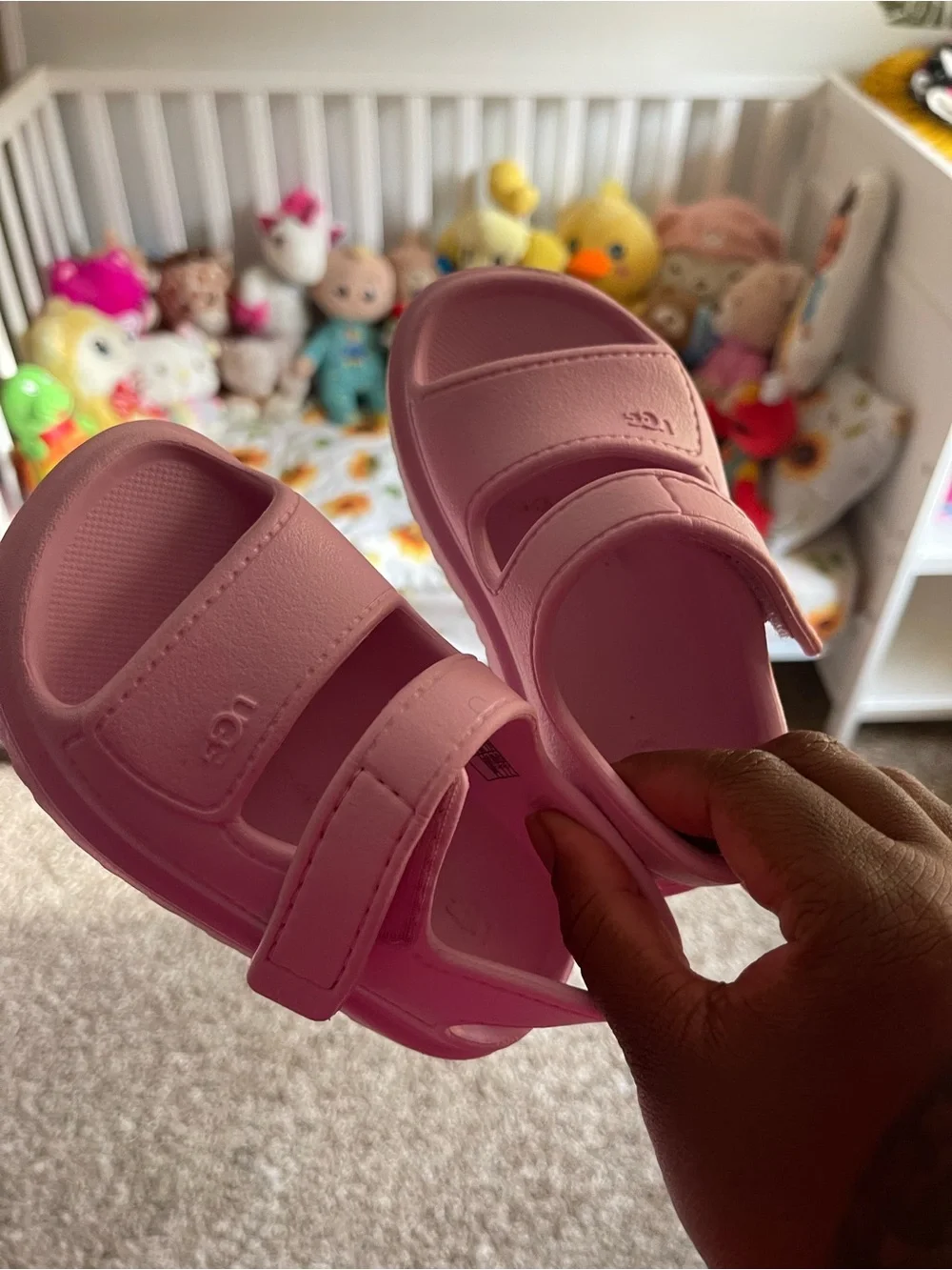 UGG Kids Pink Hook-and-Loop Sandals
